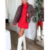imageOmoone Womens Cropped Quilted Jacket Floral Printed LightWeight Padded Puffer Cardigan Coat OutwearCherry