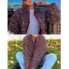 imageOmoone Womens Cropped Quilted Jacket Floral Printed LightWeight Padded Puffer Cardigan Coat OutwearCherry