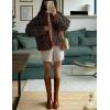 imageOmoone Womens Cropped Quilted Jacket Floral Printed LightWeight Padded Puffer Cardigan Coat OutwearCherry