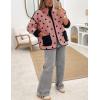 imageOmoone Womens Cropped Quilted Jacket Floral Printed LightWeight Padded Puffer Cardigan Coat OutwearPeach
