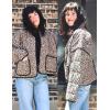 imageOmoone Womens Cropped Quilted Jacket Floral Printed LightWeight Padded Puffer Cardigan Coat OutwearPink Floral