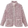 imageOmoone Womens Cropped Quilted Jacket Floral Printed LightWeight Padded Puffer Cardigan Coat OutwearRed