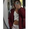 imageOmoone Womens Cropped Quilted Jacket Floral Printed LightWeight Padded Puffer Cardigan Coat OutwearRetro Red