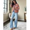imageOmoone Womens Cropped Quilted Jacket Floral Printed LightWeight Padded Puffer Cardigan Coat OutwearYellow