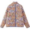 imageOmoone Womens Cropped Quilted Jacket Floral Printed LightWeight Padded Puffer Cardigan Coat OutwearYellow