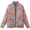 imageOmoone Womens Cropped Quilted Jacket Floral Printed LightWeight Padded Puffer Cardigan Coat OutwearYellow