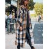 imageOmoone Womens Flannel Plaid Shacket Fall Oversized Long Button Down Shirt Jacket ShacketsBrown