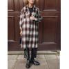 imageOmoone Womens Flannel Plaid Shacket Fall Oversized Long Button Down Shirt Jacket ShacketsChocolate