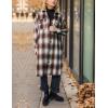 imageOmoone Womens Flannel Plaid Shacket Fall Oversized Long Button Down Shirt Jacket ShacketsChocolate