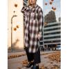 imageOmoone Womens Flannel Plaid Shacket Fall Oversized Long Button Down Shirt Jacket ShacketsChocolate