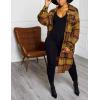 imageOmoone Womens Flannel Plaid Shacket Fall Oversized Long Button Down Shirt Jacket ShacketsCoffee