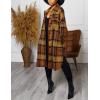 imageOmoone Womens Flannel Plaid Shacket Fall Oversized Long Button Down Shirt Jacket ShacketsCoffee
