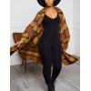 imageOmoone Womens Flannel Plaid Shacket Fall Oversized Long Button Down Shirt Jacket ShacketsCoffee