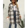 imageOmoone Womens Flannel Plaid Shacket Fall Oversized Long Button Down Shirt Jacket ShacketsDark Grey