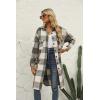 imageOmoone Womens Flannel Plaid Shacket Fall Oversized Long Button Down Shirt Jacket ShacketsDark Grey