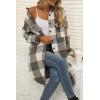 imageOmoone Womens Flannel Plaid Shacket Fall Oversized Long Button Down Shirt Jacket ShacketsDark Grey