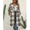 imageOmoone Womens Flannel Plaid Shacket Fall Oversized Long Button Down Shirt Jacket ShacketsDark Grey