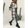 imageOmoone Womens Flannel Plaid Shacket Fall Oversized Long Button Down Shirt Jacket ShacketsDark Grey