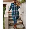 imageOmoone Womens Flannel Plaid Shacket Fall Oversized Long Button Down Shirt Jacket ShacketsGreen