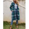 imageOmoone Womens Flannel Plaid Shacket Fall Oversized Long Button Down Shirt Jacket ShacketsGreen