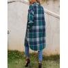 imageOmoone Womens Flannel Plaid Shacket Fall Oversized Long Button Down Shirt Jacket ShacketsGreen