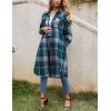 imageOmoone Womens Flannel Plaid Shacket Fall Oversized Long Button Down Shirt Jacket ShacketsGreen