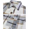 imageOmoone Womens Flannel Plaid Shacket Fall Oversized Long Button Down Shirt Jacket ShacketsLight Grey