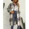 imageOmoone Womens Flannel Plaid Shacket Fall Oversized Long Button Down Shirt Jacket ShacketsLight Grey