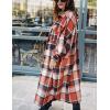 imageOmoone Womens Flannel Plaid Shacket Fall Oversized Long Button Down Shirt Jacket ShacketsOrange