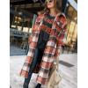 imageOmoone Womens Flannel Plaid Shacket Fall Oversized Long Button Down Shirt Jacket ShacketsOrange
