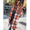 imageOmoone Womens Flannel Plaid Shacket Fall Oversized Long Button Down Shirt Jacket ShacketsOrange