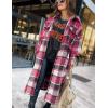 imageOmoone Womens Flannel Plaid Shacket Fall Oversized Long Button Down Shirt Jacket ShacketsRose