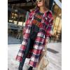 imageOmoone Womens Flannel Plaid Shacket Fall Oversized Long Button Down Shirt Jacket ShacketsVintage Red