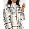 imageOmoone Womens Flannel Plaid Shacket Fall Oversized Long Button Down Shirt Jacket ShacketsWhite