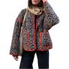 imageOmoone Womens Cropped Quilted Jacket Floral Printed LightWeight Padded Puffer Cardigan Coat OutwearCherry