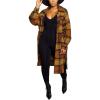 imageOmoone Womens Flannel Plaid Shacket Fall Oversized Long Button Down Shirt Jacket ShacketsCoffee