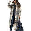 imageOmoone Womens Flannel Plaid Shacket Fall Oversized Long Button Down Shirt Jacket ShacketsLight Grey