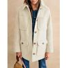 imageOmoone 2024 Winter Elegant Womens Pea Coat Mid Long Wool Coat Wool Blend Trench Coat with PocketsBeige