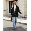 imageOmoone 2024 Winter Elegant Womens Pea Coat Mid Long Wool Coat Wool Blend Trench Coat with PocketsBlack