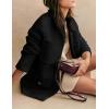 imageOmoone 2024 Winter Elegant Womens Pea Coat Mid Long Wool Coat Wool Blend Trench Coat with PocketsBlack
