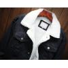 imageOmoone Mens Lapel Sherpa Fleece Lined Thicken Denim Jean Trucker Jacket CoatsBlack Fleece White