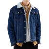 imageOmoone Mens Lapel Sherpa Fleece Lined Thicken Denim Jean Trucker Jacket CoatsDark Blue Fleece White