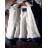 imageOmoone Mens Lapel Sherpa Fleece Lined Thicken Denim Jean Trucker Jacket CoatsDark Blue Fleece White