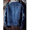 imageOmoone Mens Lapel Sherpa Fleece Lined Thicken Denim Jean Trucker Jacket CoatsDark Blue Fleece White
