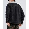 imageOmoone Mens Lapel Sherpa Fleece Lined Thicken Denim Jean Trucker Jacket CoatsRetro Black Fleece White