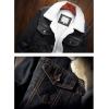 imageOmoone Mens Lapel Sherpa Fleece Lined Thicken Denim Jean Trucker Jacket CoatsRetro Black Fleece White