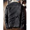 imageOmoone Mens Lapel Sherpa Fleece Lined Thicken Denim Jean Trucker Jacket CoatsRetro Black Fleece White