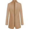 imageOmoone Womens Basic Stand Collar Slim Fit Jacket Pea Coat Notched Lapel Trench CoatKhaki