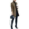 imageOmoone Womens Basic Stand Collar Slim Fit Jacket Pea Coat Notched Lapel Trench CoatMocha