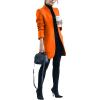 imageOmoone Womens Basic Stand Collar Slim Fit Jacket Pea Coat Notched Lapel Trench CoatOrange